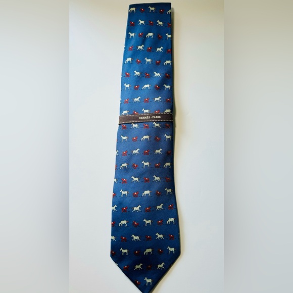 Hermes Other - Men’s Blue Hermes Silk Tie w/Horse Print
